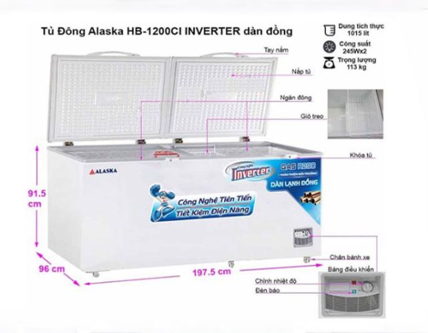 Tủ đông Alaska Inverter 1200 Lít Hb 1200ci
