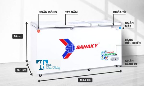 Tủ đông Sanaky 660 Lít 2 Ngăn 2 Cánh Dàn đồng
