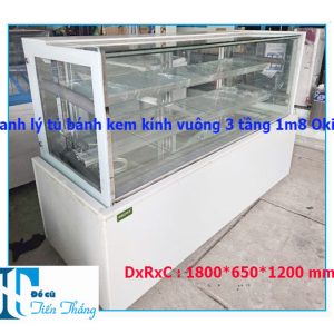 Thanh Lý Tủ Bánh Kem Kính Vuông 3 Tầng 1m8 Okiwi