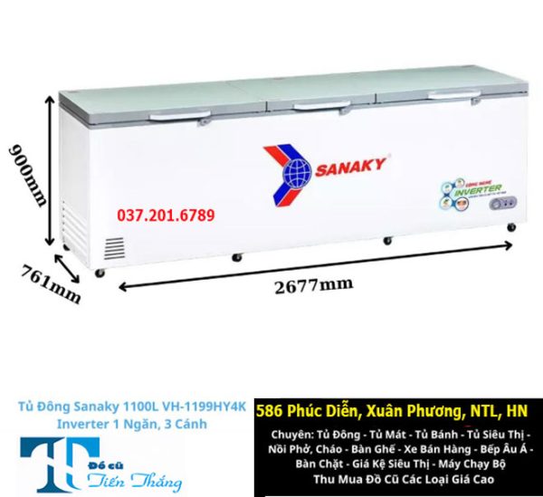 Tủ đông Sanaky 1100 Lít Vh 1199hy4k Inverter Cũ