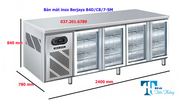 Bàn Mát Inox 4 Cánh Kính 2m4 Cũ Thanh Lý