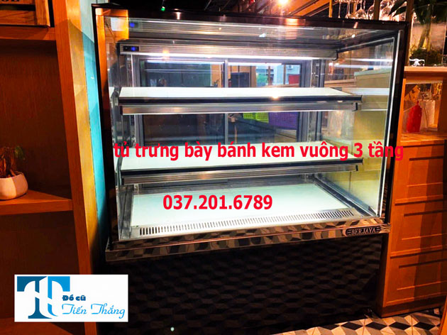 Tủ Trưng Bày Bánh Kem Vuông 3 Tầng Berjaya Cũ Thanh Lý