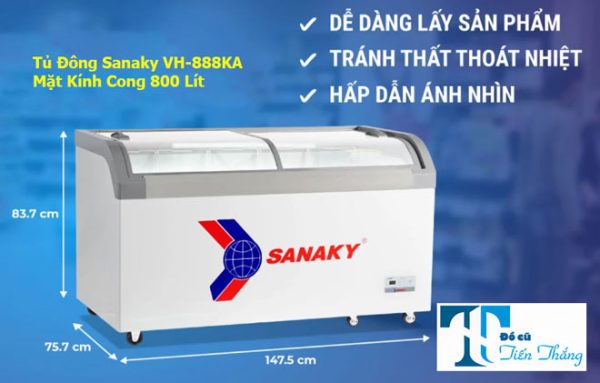 Tủ Đông Sanaky Vh 888ka Mặt Kính Cong 800 Lít