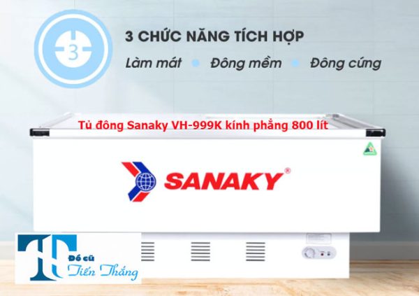 Tủ đông Sanaky Vh 999k Mặt Kính Phẳng 800 Lít