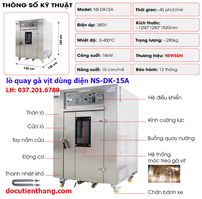 Lò Quay Gà Vịt Dùng điện Ns Dk 15a Thanh Lý
