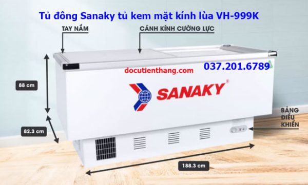 Tủ đông Sanaky Tủ Kem Mặt Kính Lùa 800 Lít