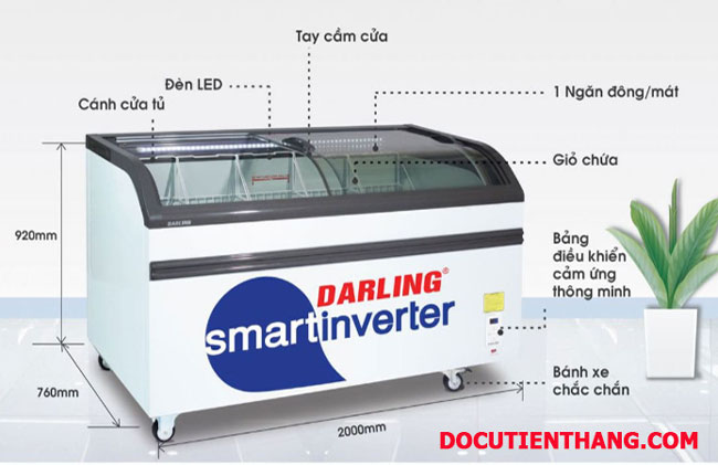 Tủ Đông Mặt Kính Darling 1000 Lít Inverter