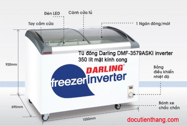 Tủ đông Darling Dmf 3579aski Inverter 350 Lít Mặt Kính Cong