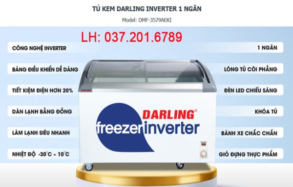 Tủ Kem Tủ đông Darling Inverter 350 Lít