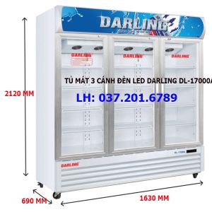 Tủ Mát 3 Cánh đèn Led Darling Dl 17000a