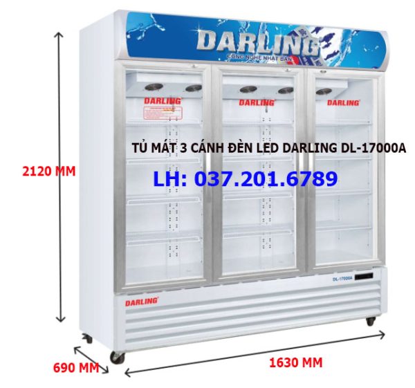Tủ Mát 3 Cánh đèn Led Darling Dl 17000a