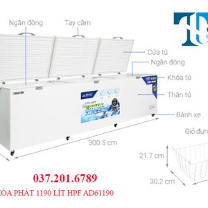 Tủ đông Hòa Phát 1190 Lít Hpf Ad61190