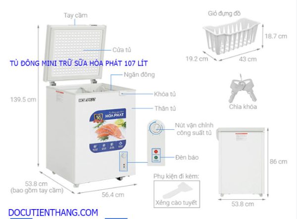 Tủ đông Mini Trữ Sữa Hòa Phát 107 Lít Hpf Ad6107