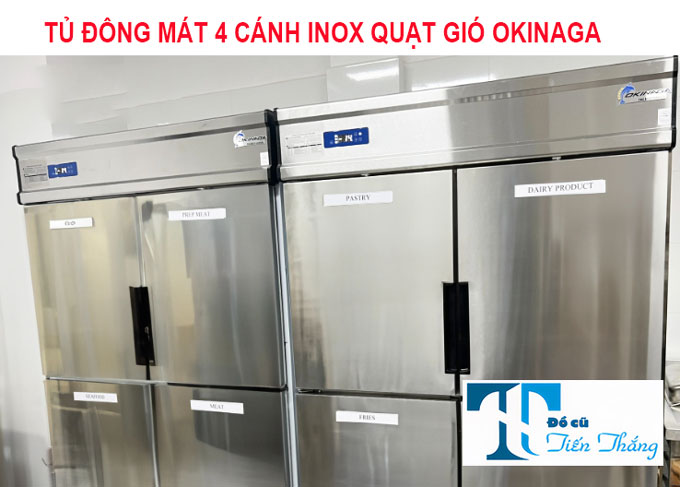 Tủ đông Mát 4 Cánh Inox Quạt Gió Okinaga