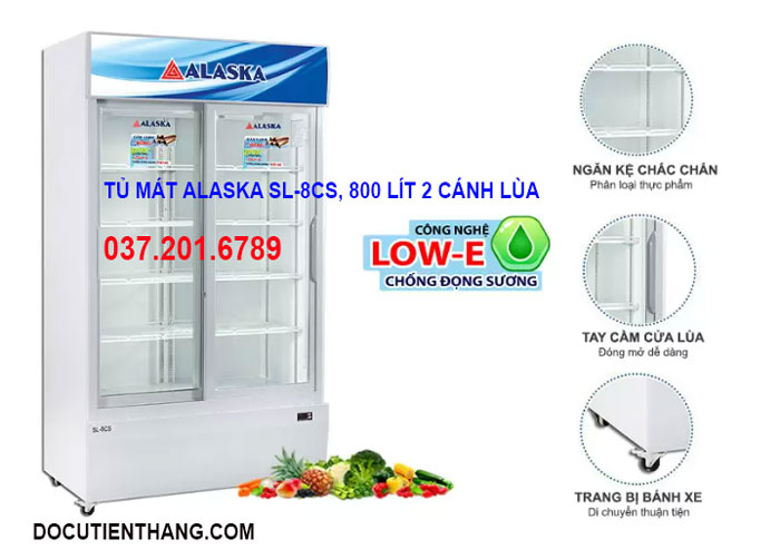 Tủ Mát Alaska Sl 8cs, 800 Lít 2 Cánh Lùa Tủ Mát Alaska Sl 8cs, 800 Lít 2 Cánh Lùa