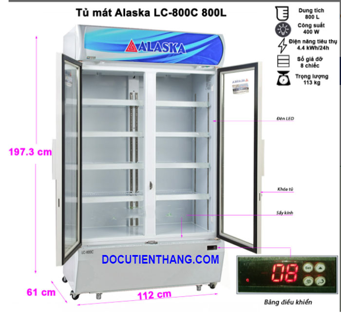 Tủ Mát Alaska Lc 800c 800 Lít 2 Cánh