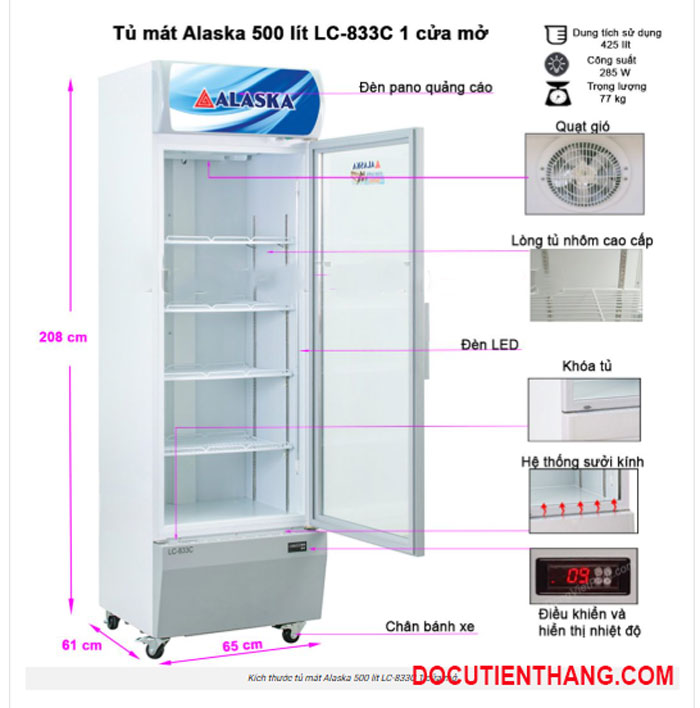 Thanh Lý Tủ Mát Alaska 500 Lít Lc 833c