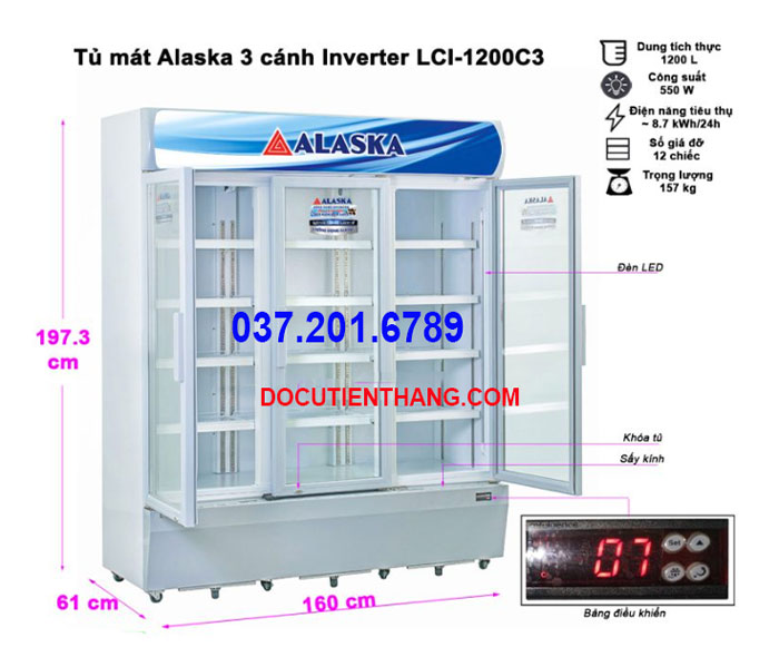 Tủ Mát Alaska Inverter Lci 1200c3 3 Cánh Tủ Mát Alaska Inverter Lci 1200c3 3 Cánh