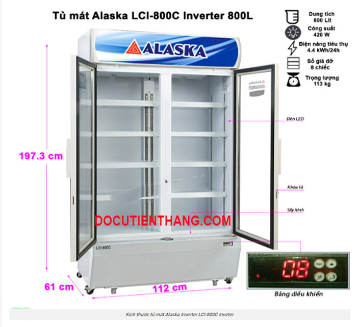Tủ Mát Alaska Inverter Lci 800c 800 Lít