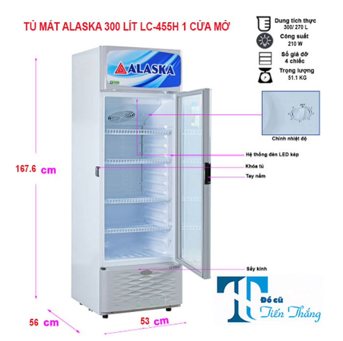 Tủ Mát Alaska 300 Lít Lc 455h 1 Cửa Mở