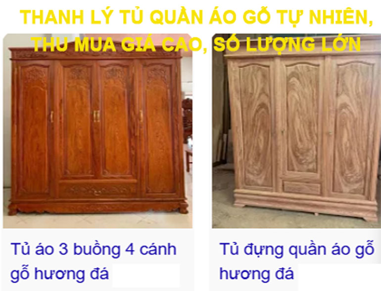 Thanh Lý Tủ Quần áo Gỗ Tự Nhiên